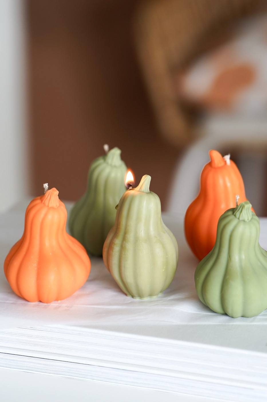 Decorative tall pumpkins | Soy decorative candle – fotografie 5