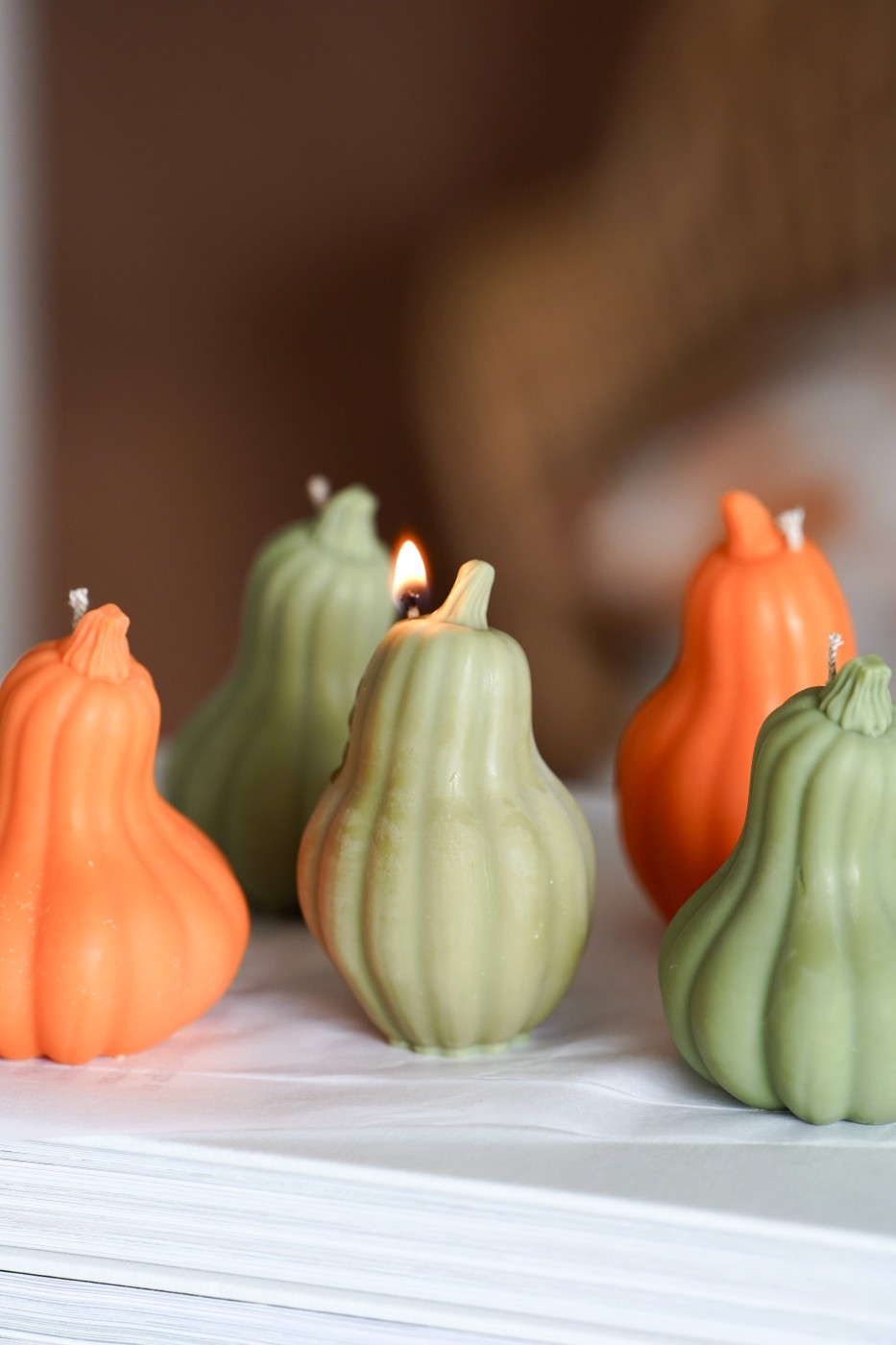 Decorative tall pumpkins | Soy decorative candle – fotografie 4