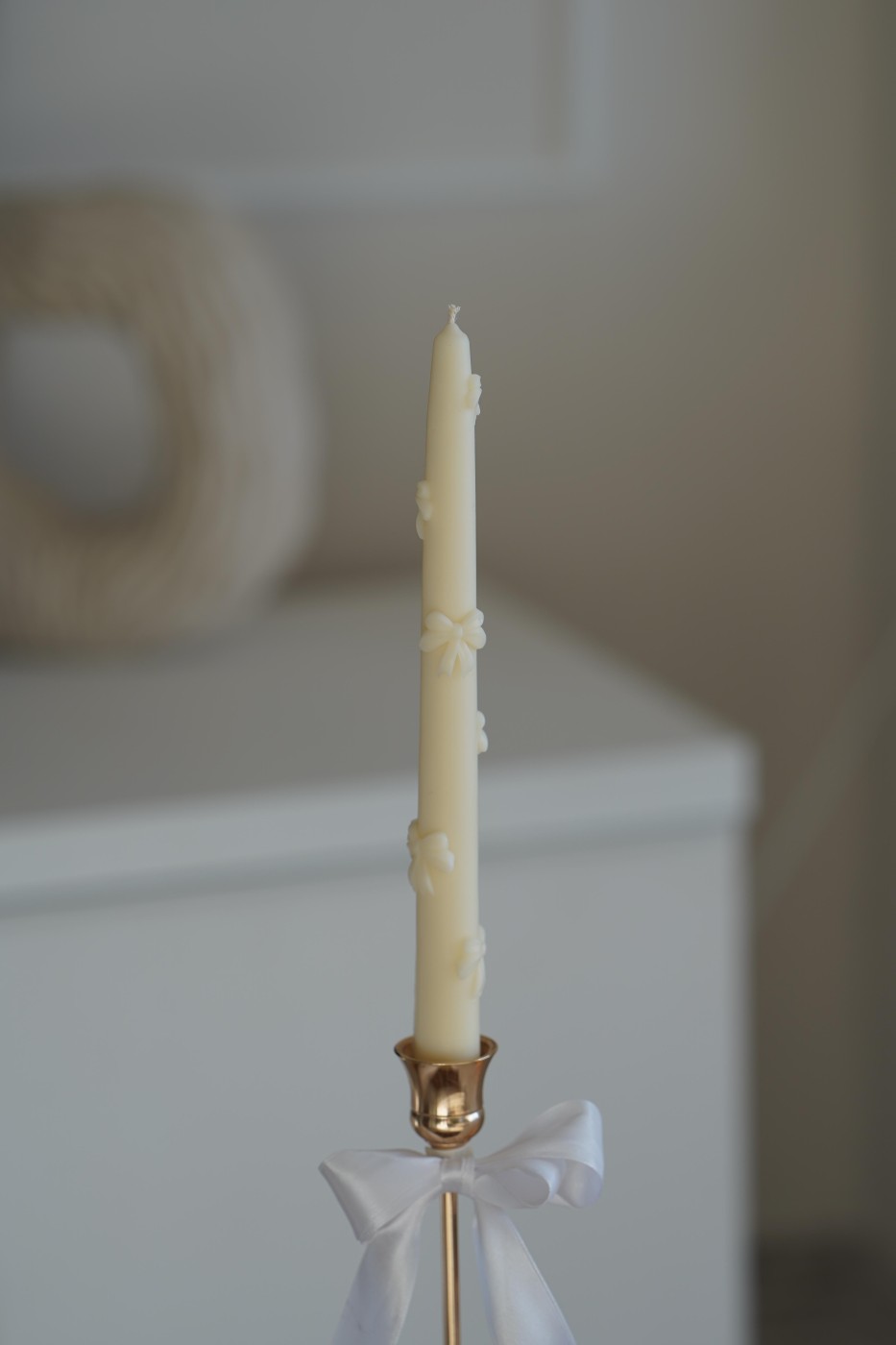 Candle with ribbons | Tall candle