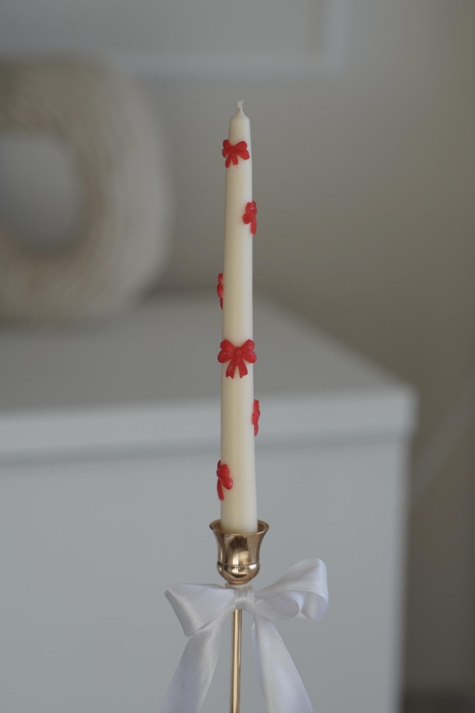 Candle with ribbons | Tall candle