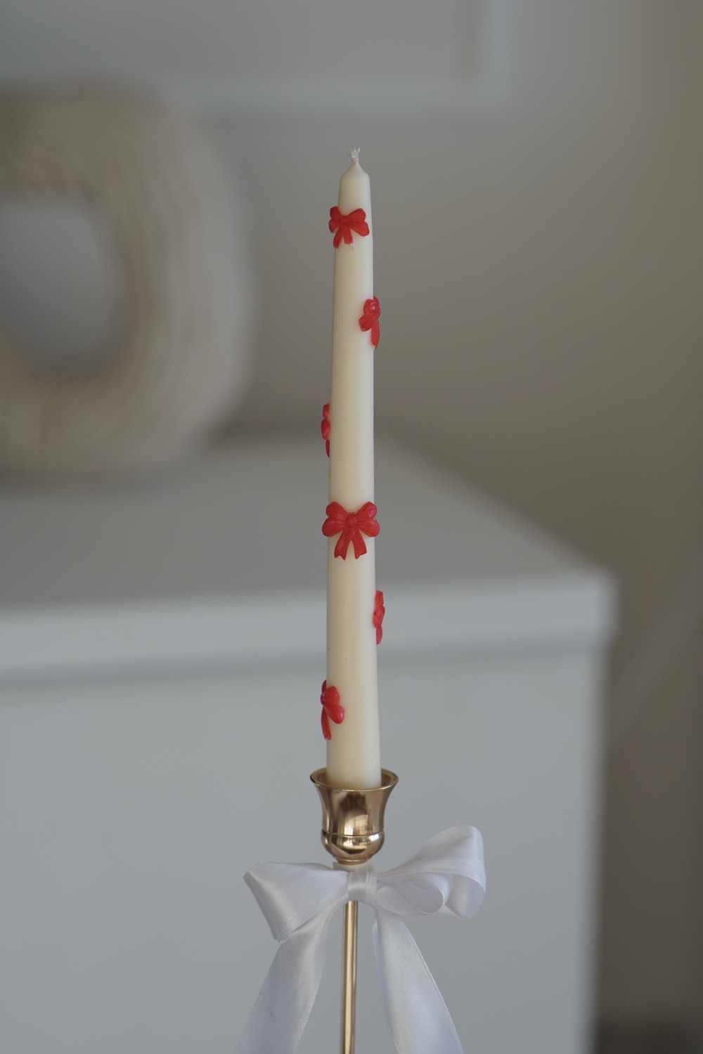 Candle with ribbons | Tall candle