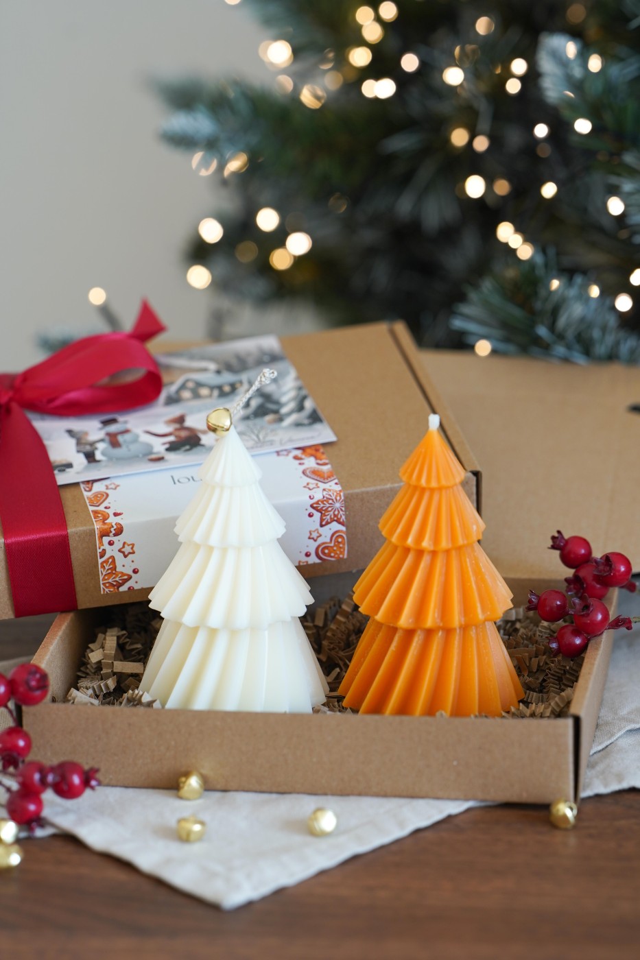 Christmas set of large dancing trees